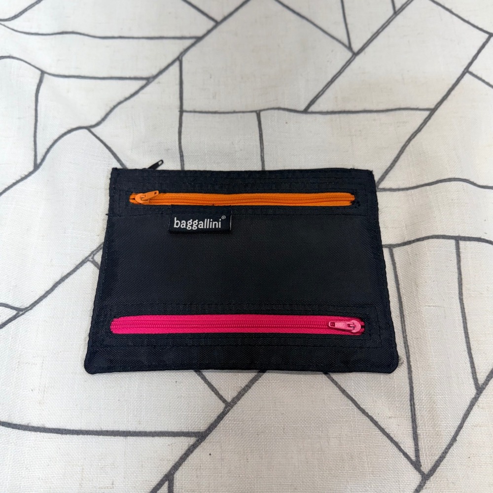 Baggallini Travel Pouch OS Black Multi Zip Nylon Organizer Belt Bag